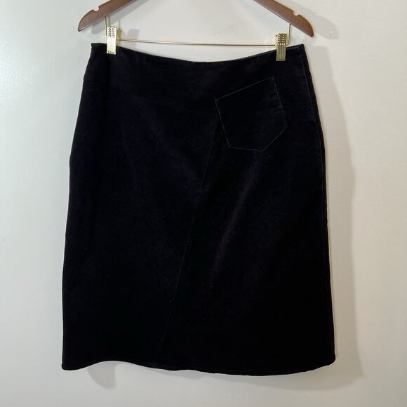 Tintoretto Womens Corduroy Skirt Sz L Black Designer Minimalist Understated Chic - Picture 2 of 9